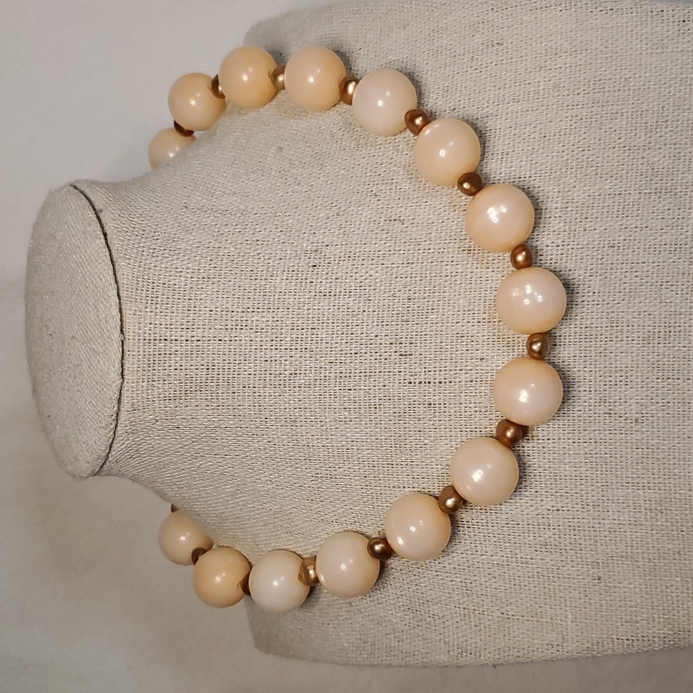 Vintage Pearl and Faux Angel Skin Coral Choker